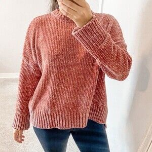Show Me Your Mumu Sweater Jesse Pink Chenille Cozy Knit Soft Crew Neck Small